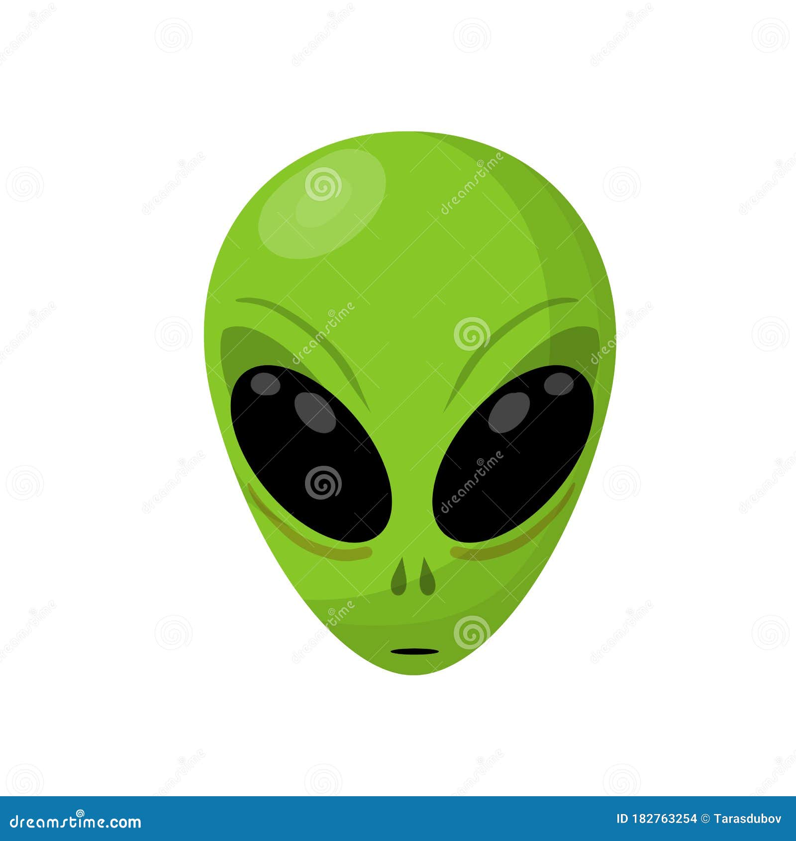 Alienígena de desenho animado verde com cabeça grande e olhos