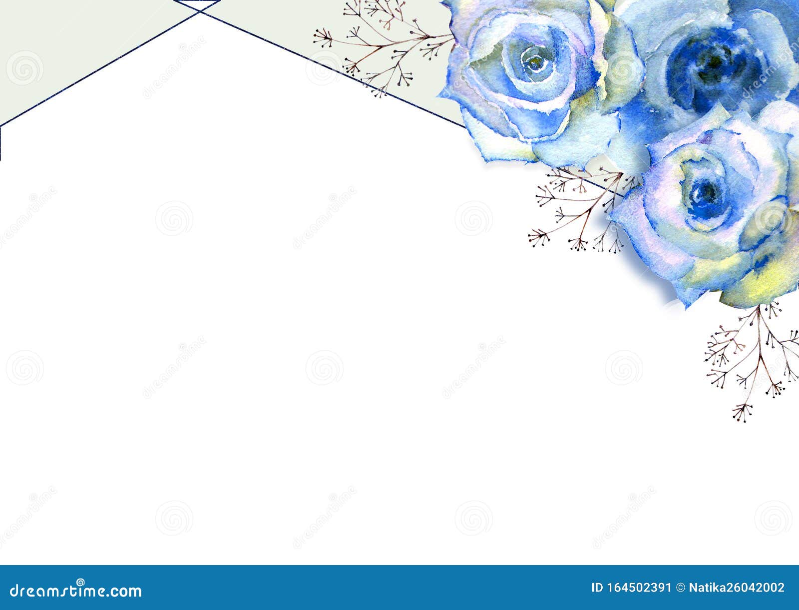 Marco Con Acuarela Floral Roses Azules Sobre Fondo Blanco Aislado Flores  Brillantes, Hojas, Para Papelería De Boda Stock de ilustración -  Ilustración de fondo, ramo: 164502391