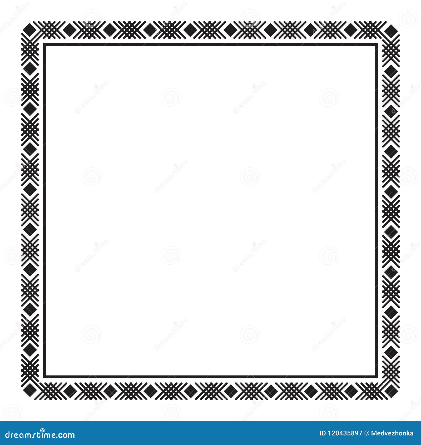 Marco Cuadrado Blanco Y Negro Con El Ornamento Simple Ilustración del  Vector - Ilustración de elegante, aislado: 120435897