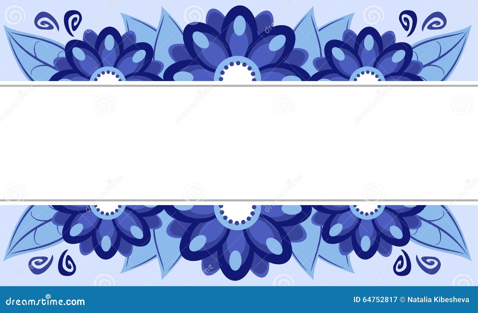 Marco Del Vector De Flores Azules Stock de ilustración - Ilustración de flor,  estilo: 64752817