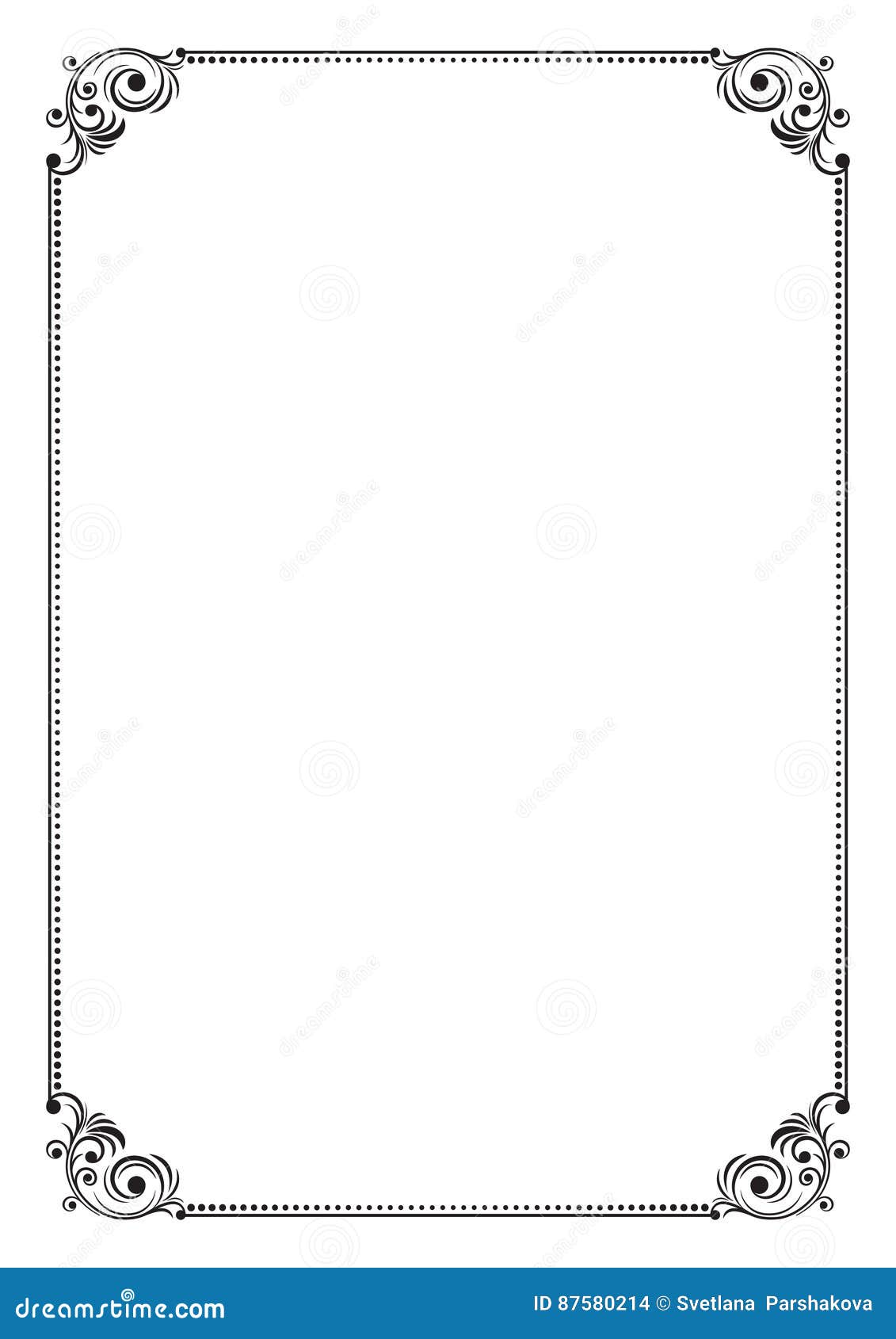 Marco Negro Rectangular Adornado, A4 Ilustración del Vector - Ilustración  de saludo, rectangular: 87580214