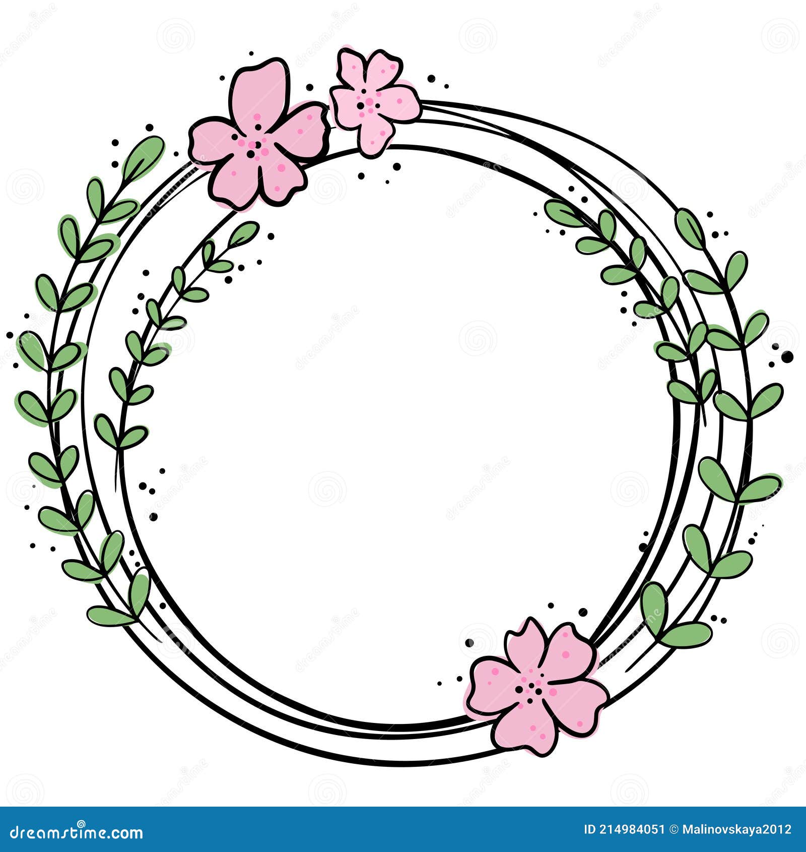 corona redonda de flores de algodón y conjunto de vectores de