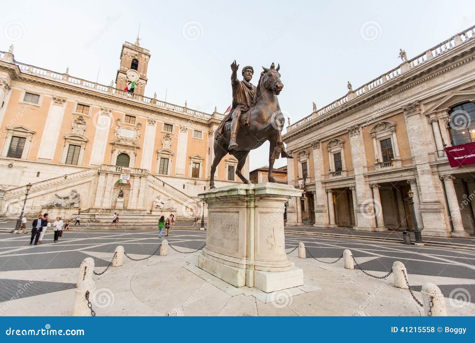 Marcus Aurelius Statue On Piazza Del Campidoglio In Rome Editorial