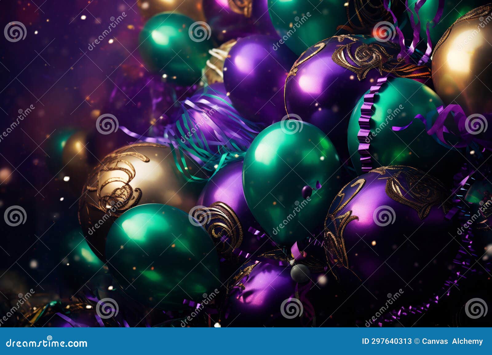 Mardi Gras Balloons and Sparkles Stock Image - Image of happy, balloon