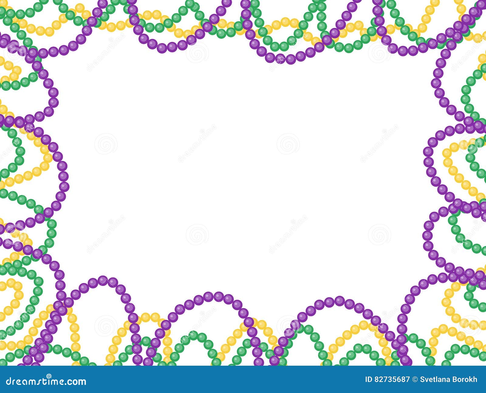 Mardi Gras Beads Frame, Isolated on White Background. Stock Vector -  Illustration of sparkle, gras: 82735687