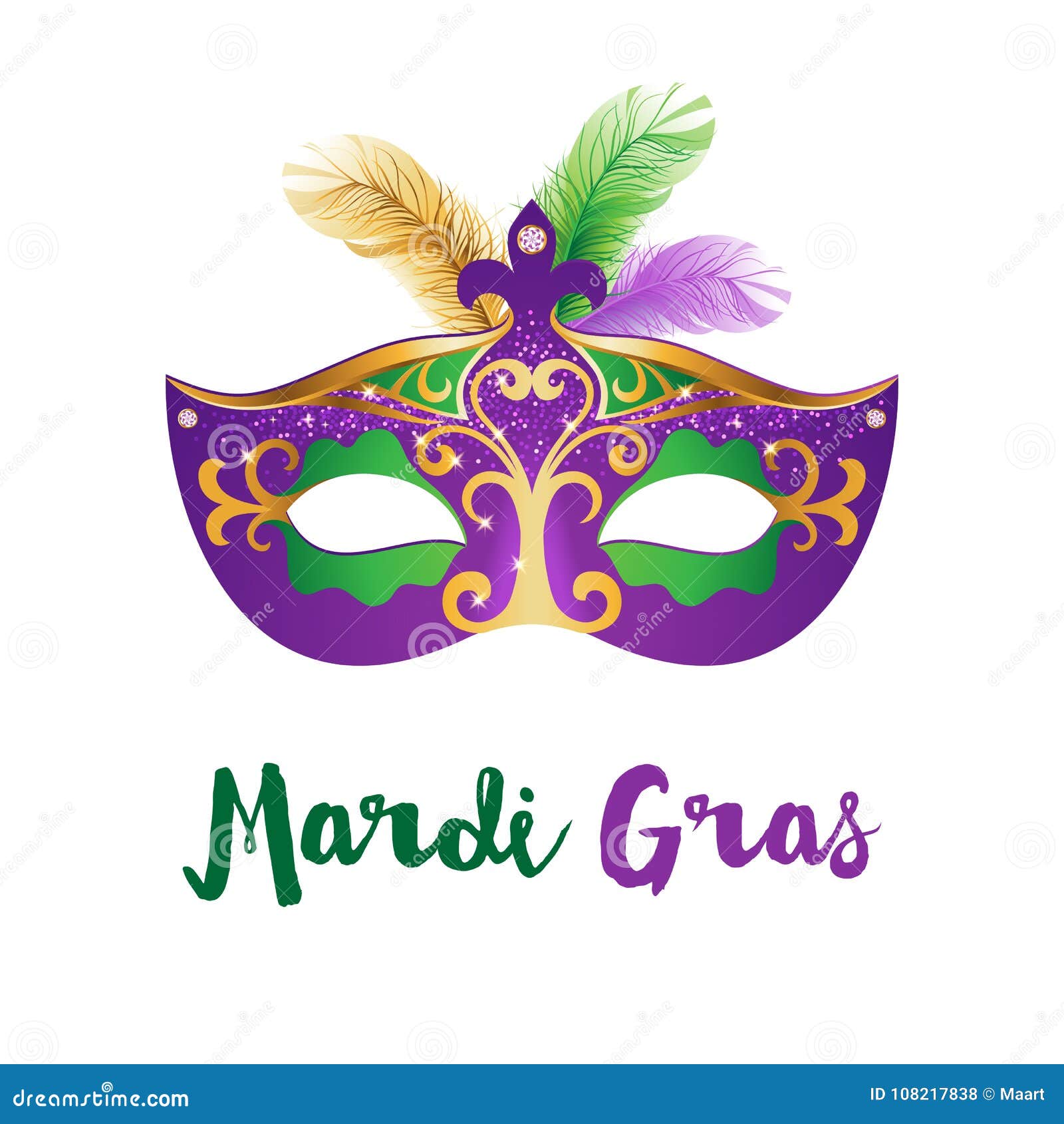 Mardi Gras Card with Carnival Mask Stock Vector - Illustration of ...