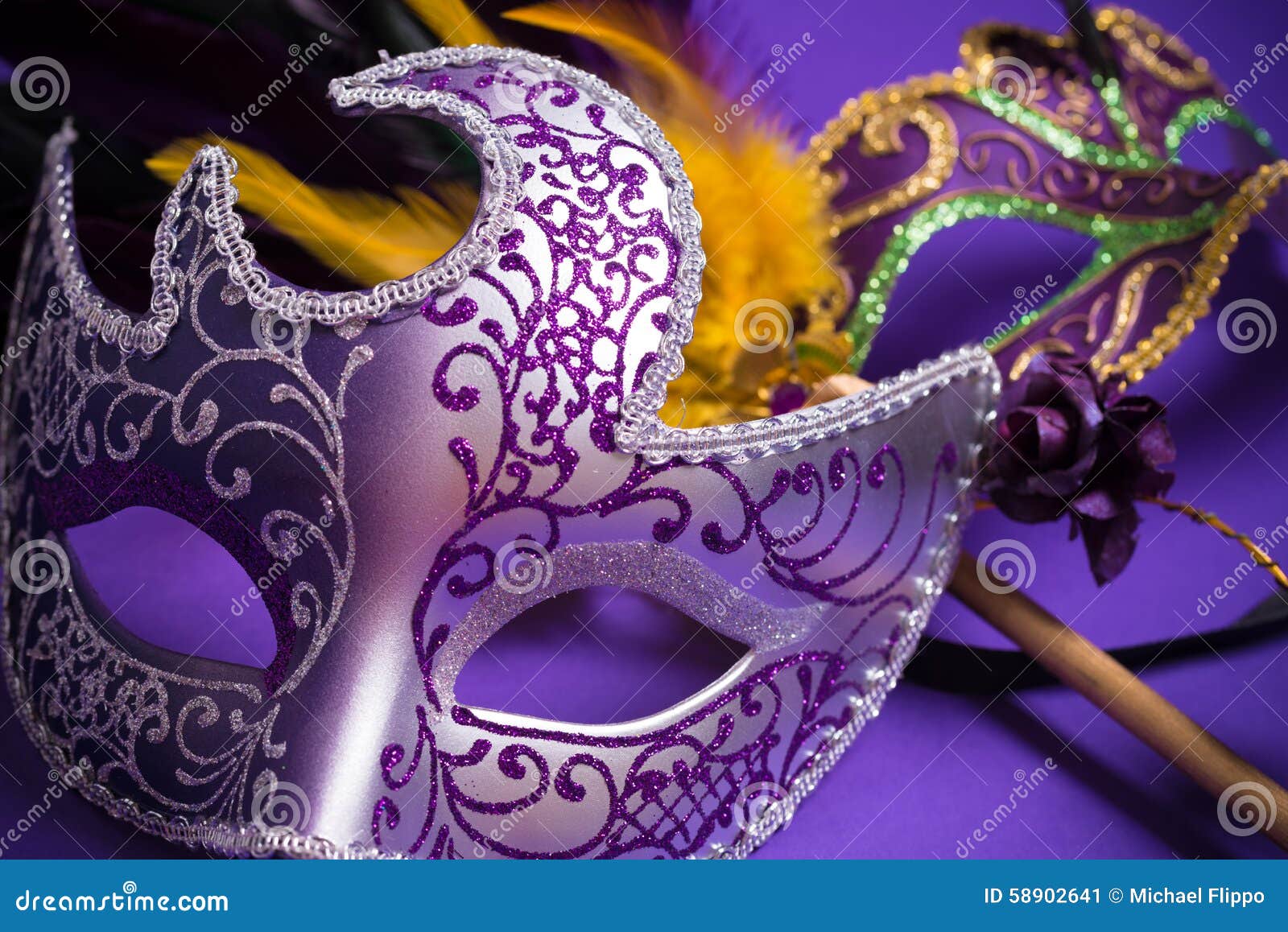 Mardi Gras Or Carnival Mask On Purple Background Stock Image Image