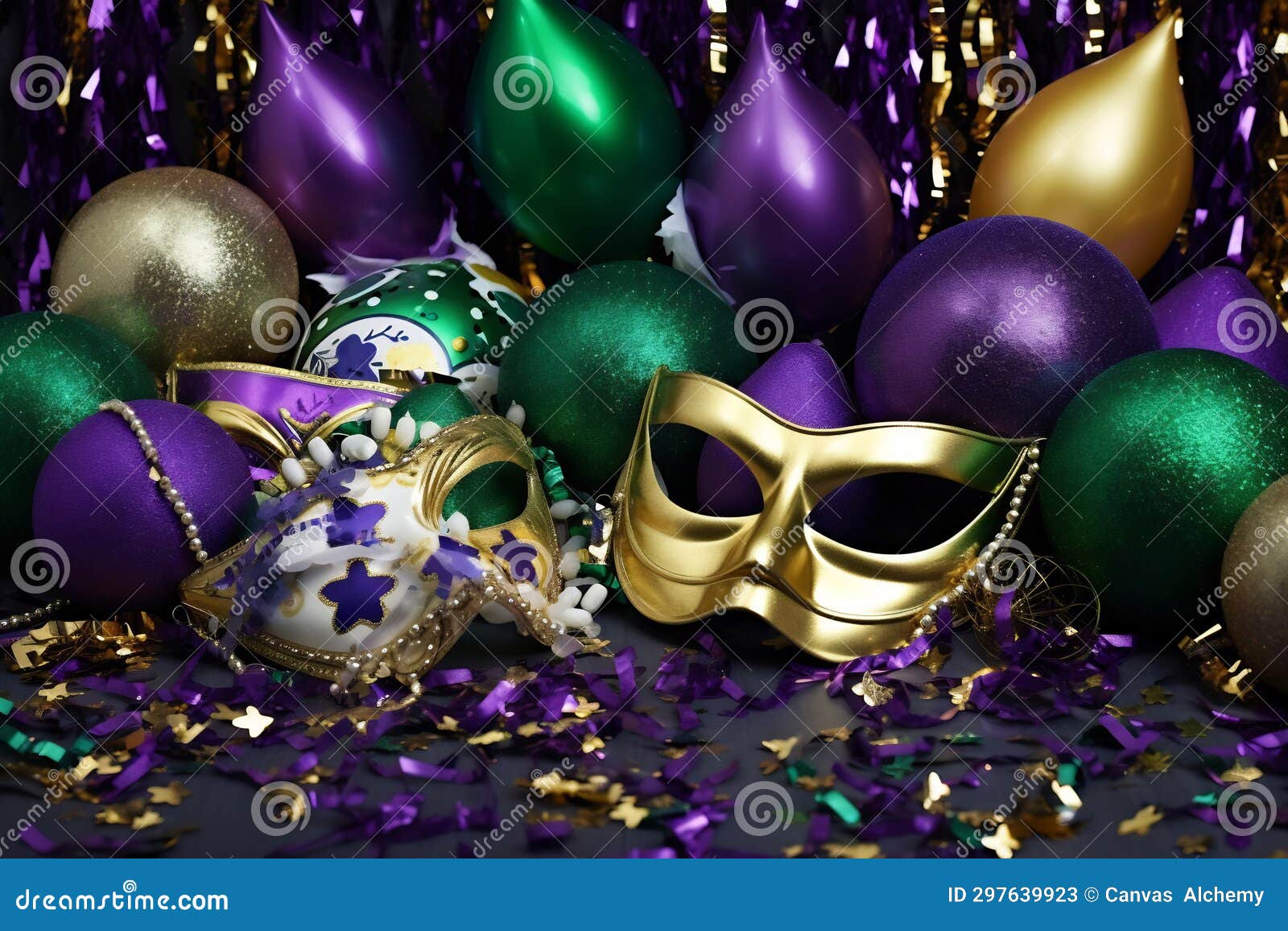 Mardi Gras Mask, Balloons and Sparkles Stock Image Image of costume