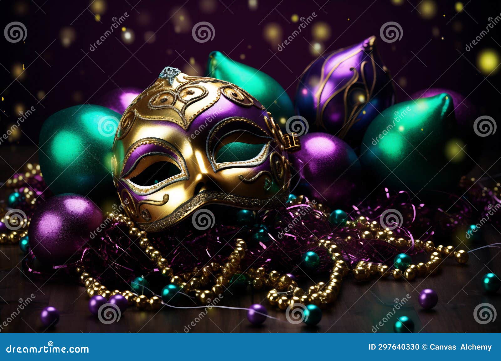Mardi Gras Mask, Balloons and Sparkles Stock Photo Image of festive