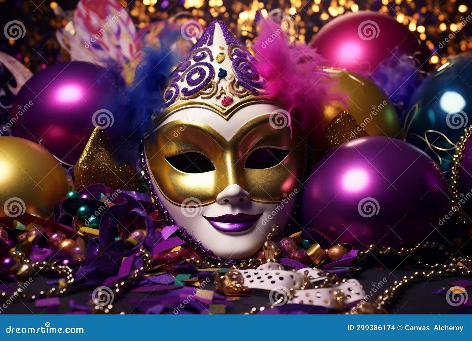 Mardi Gras Mask, Balloons and Sparkles Stock Photo Image of mask