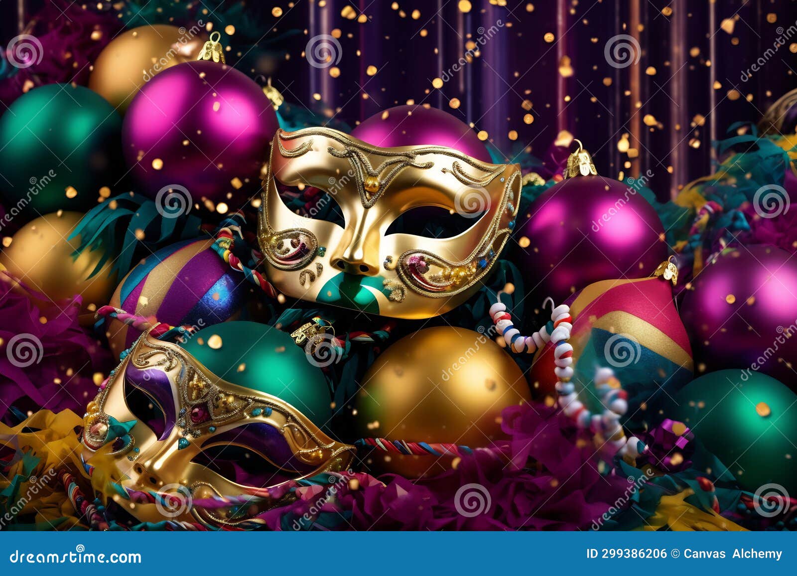 Mardi Gras Mask, Balloons and Sparkles Stock Photo Image of balloons