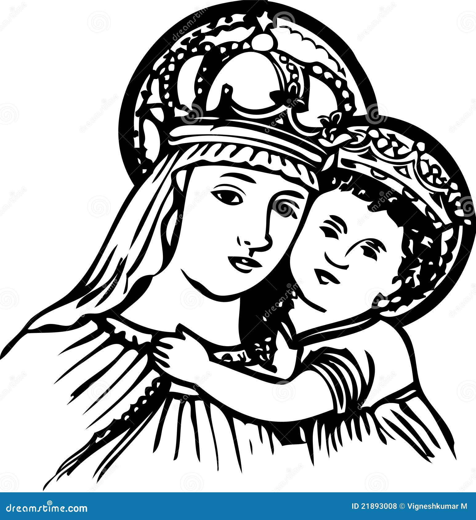 Maria y bebé Jesús stock de ilustración. Ilustración de