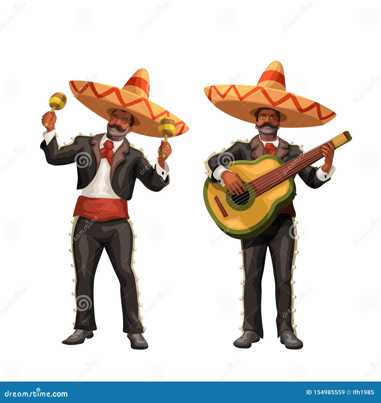 Mariachi With Guitar And Maracas Stock Vector - Illustration of ...