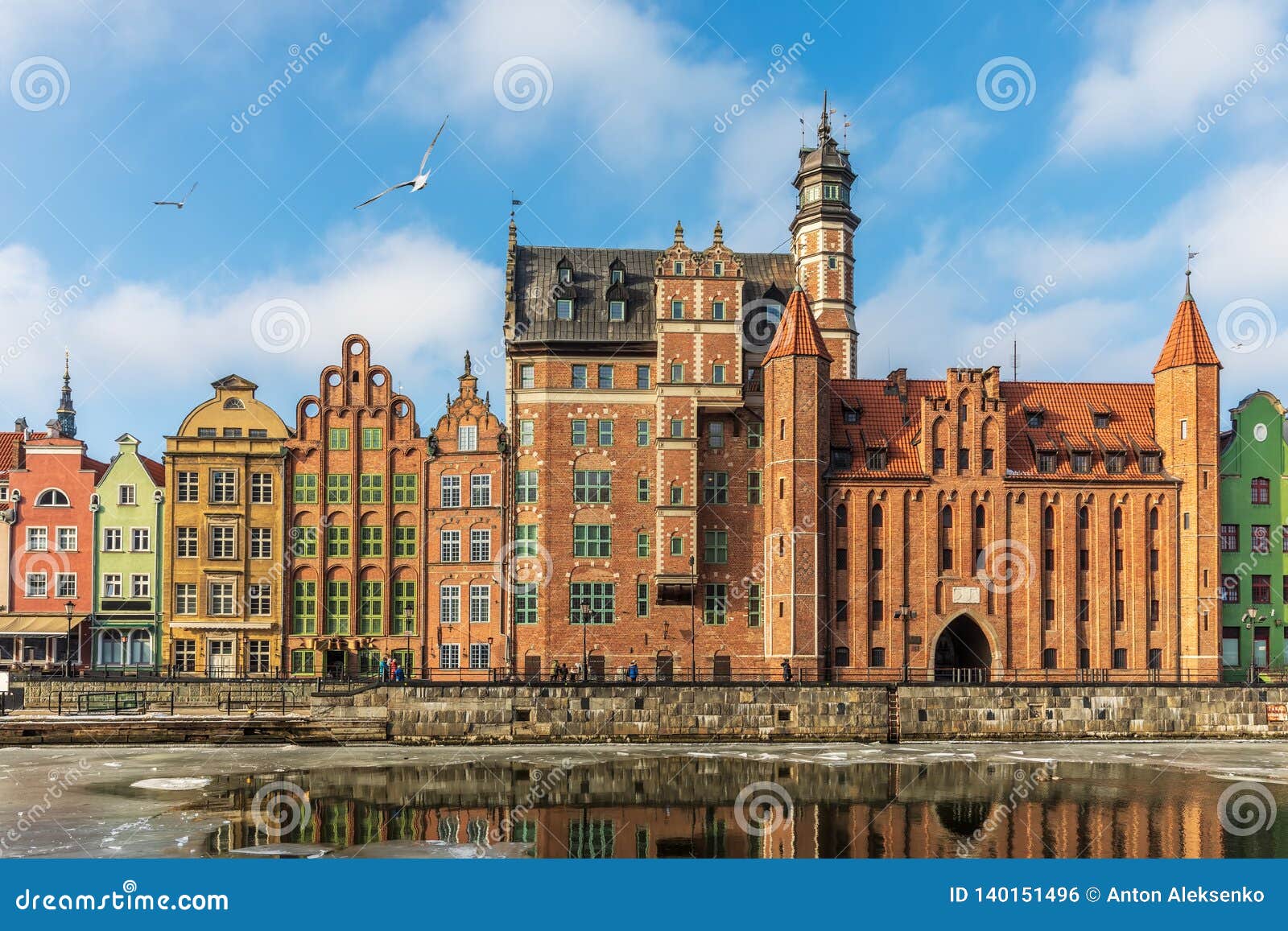 mariacka gate and other colorful facades in gdansk, poland