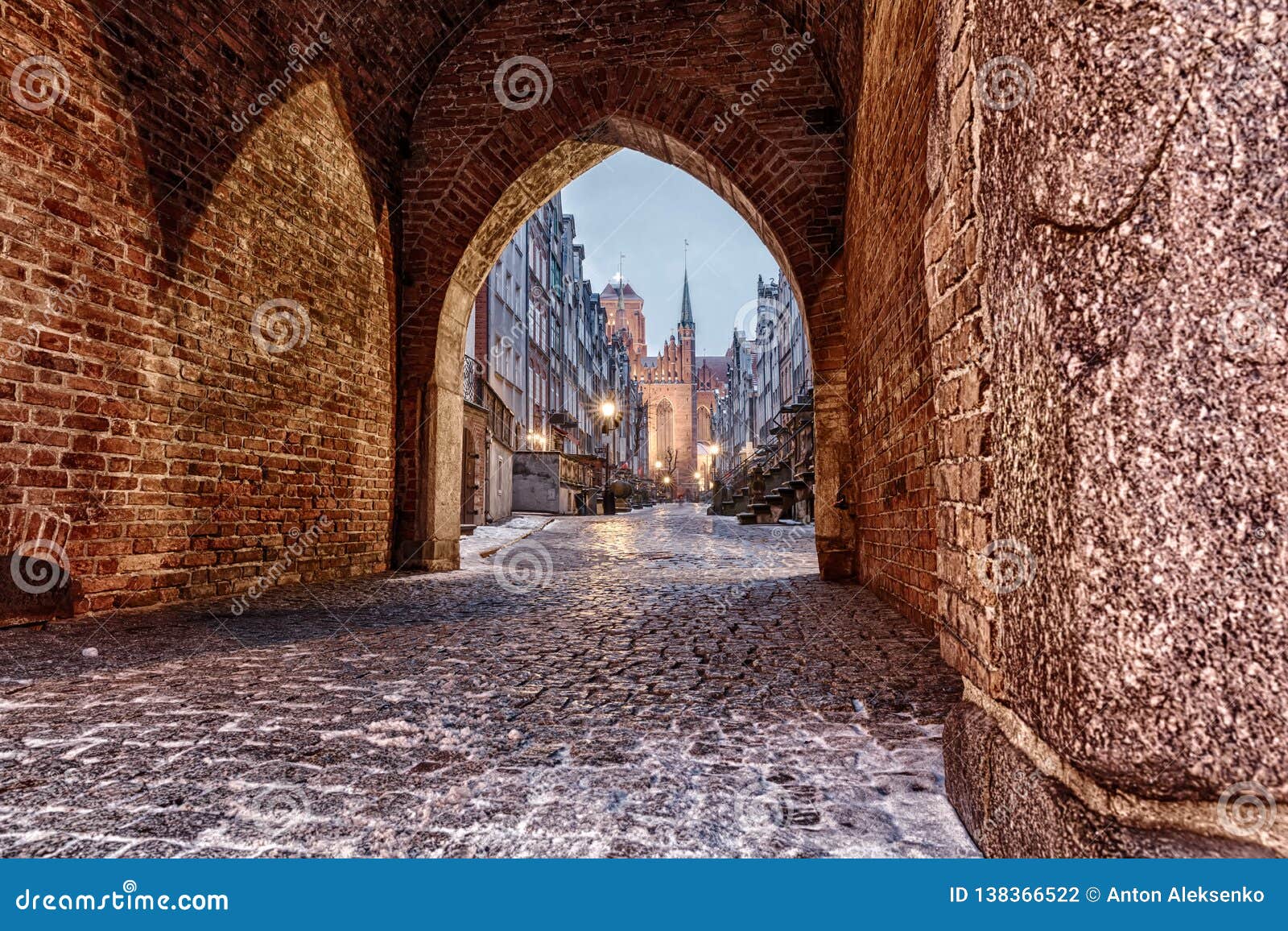 mariacka street in gdansk, view from the mariacka gate, poland