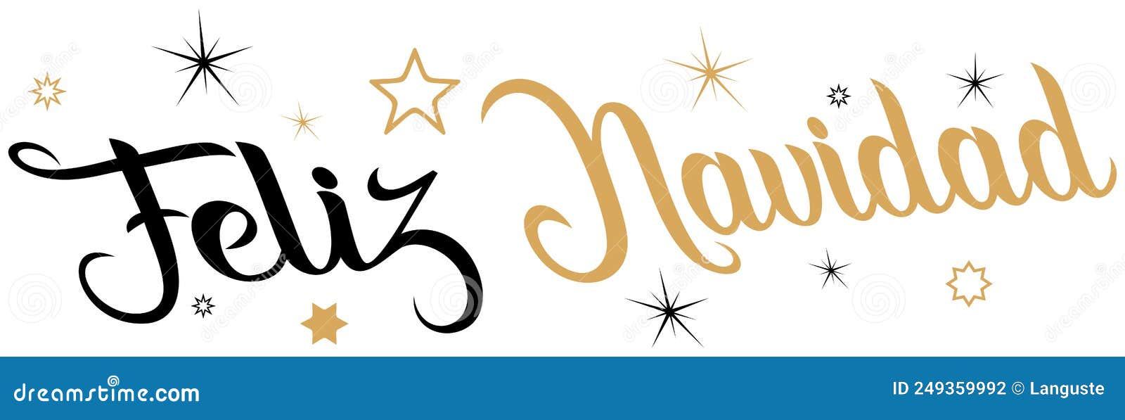 Cartão de natal em espanhol tradução em inglês feliz natal ilustração em  vetor de saudação de natal