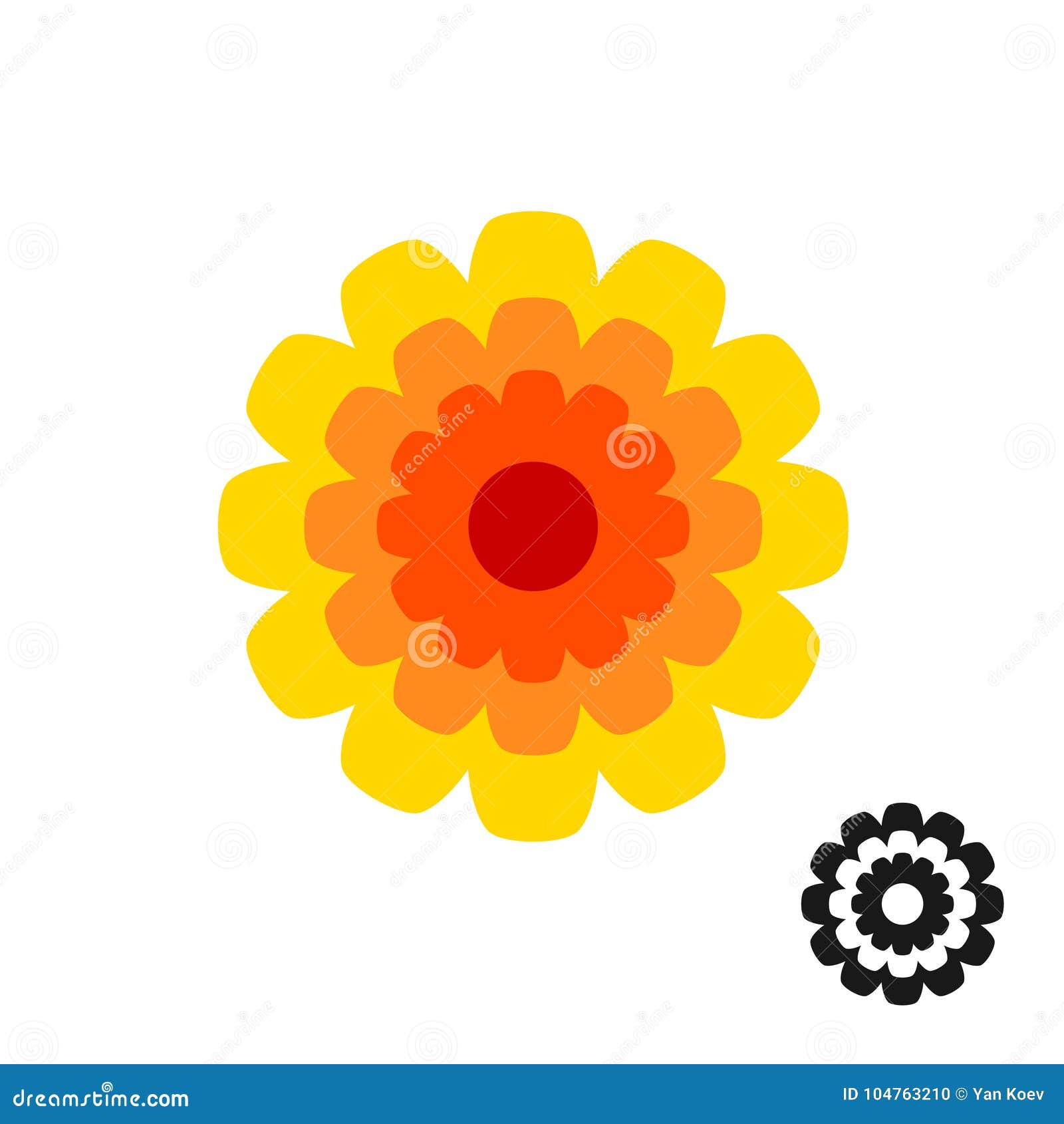marigold calendula flower top view logo.