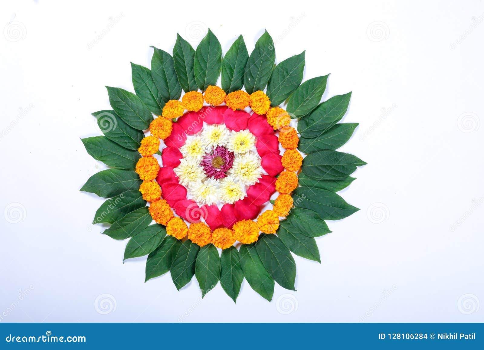 Marigold Flower Rangoli Design for Diwali Festival , Indian ...