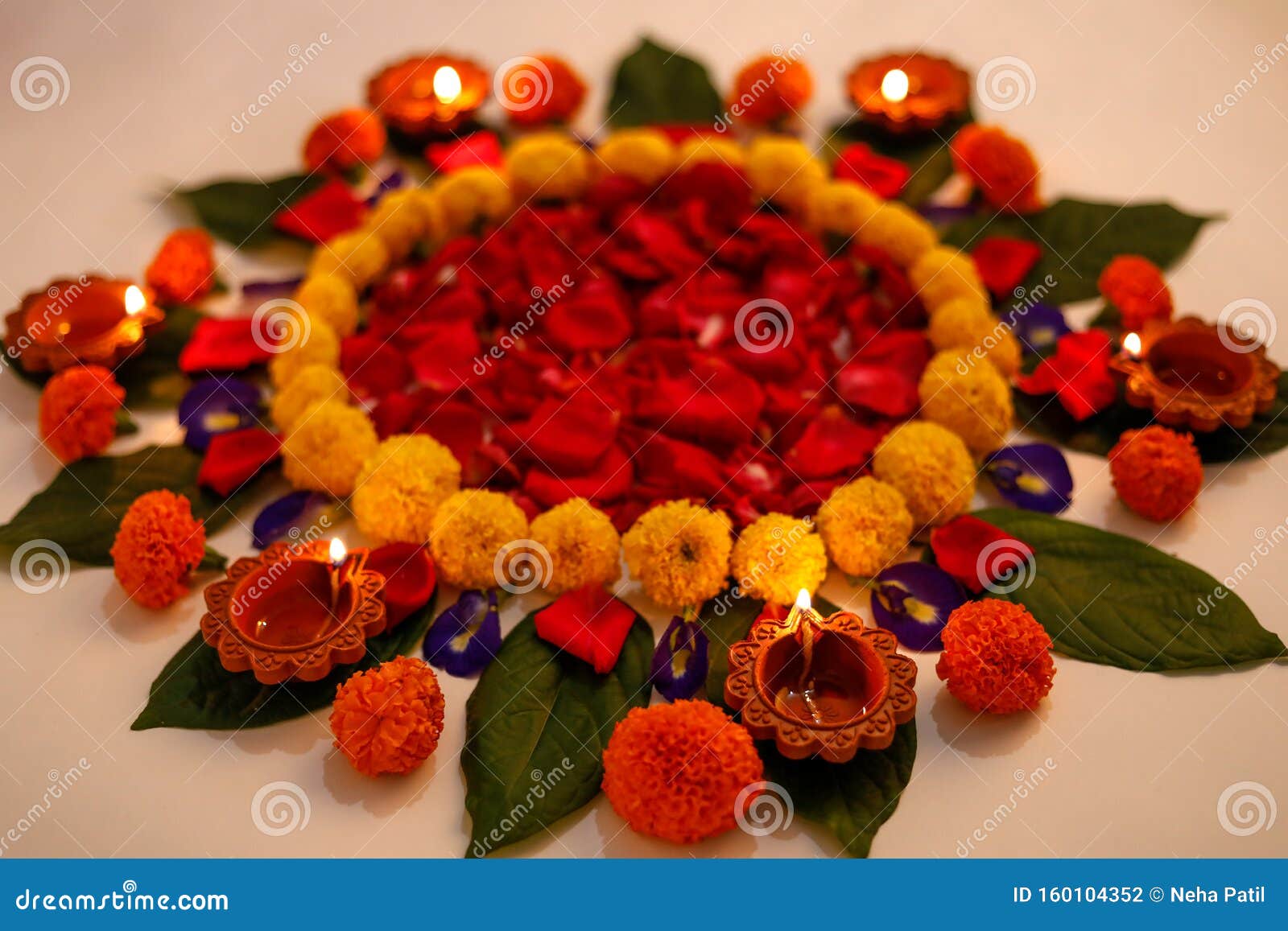 Marigold Flower Rangoli Design for Diwali Festival , Indian ...