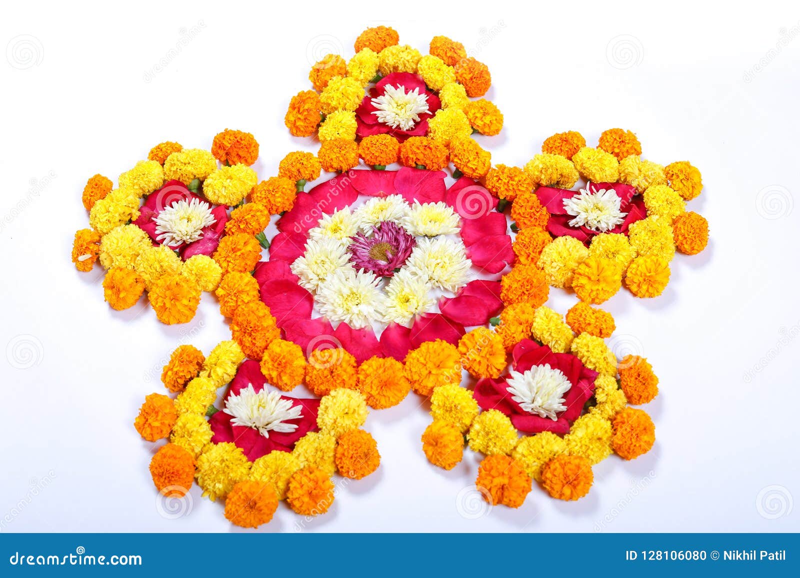 Marigold Flower Rangoli Design for Diwali Festival , Indian ...