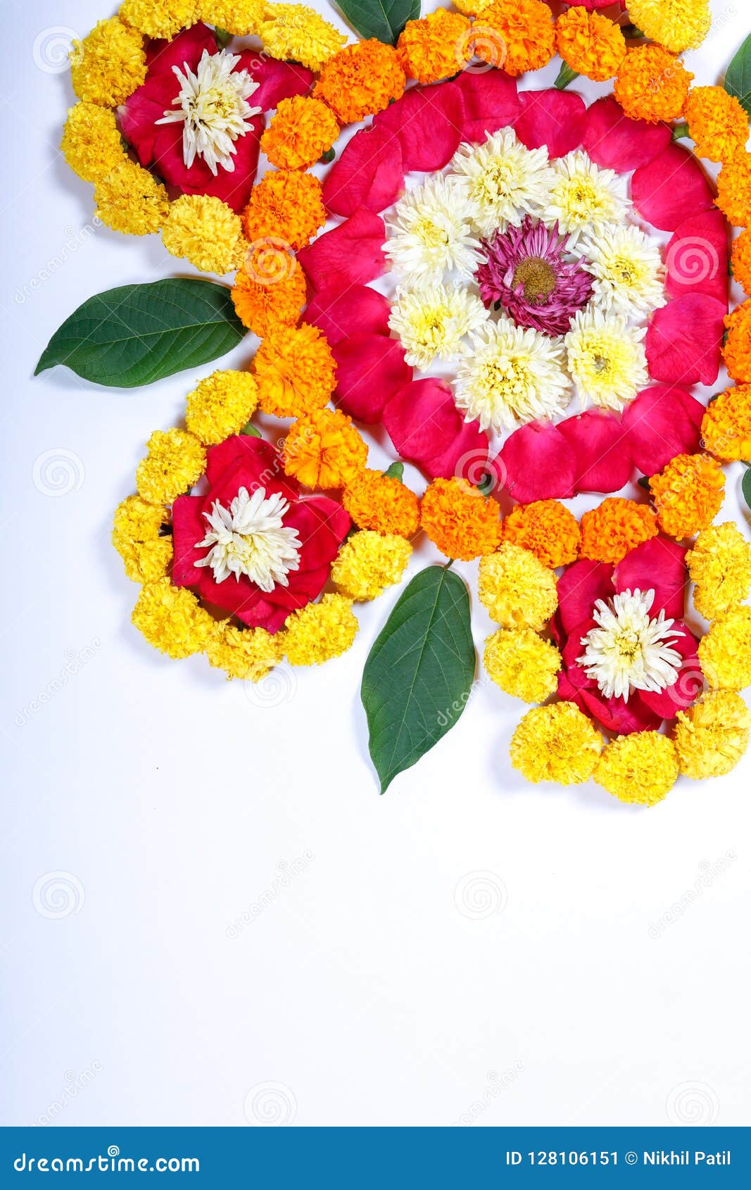 Marigold Flower Rangoli Design for Diwali Festival , Indian ...