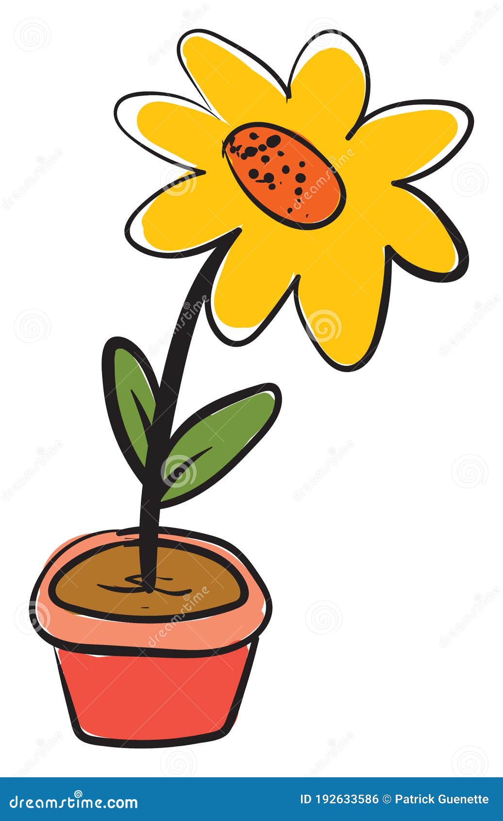 Marigold in Pot, Illustration, Vector Stock Vector Illustration of