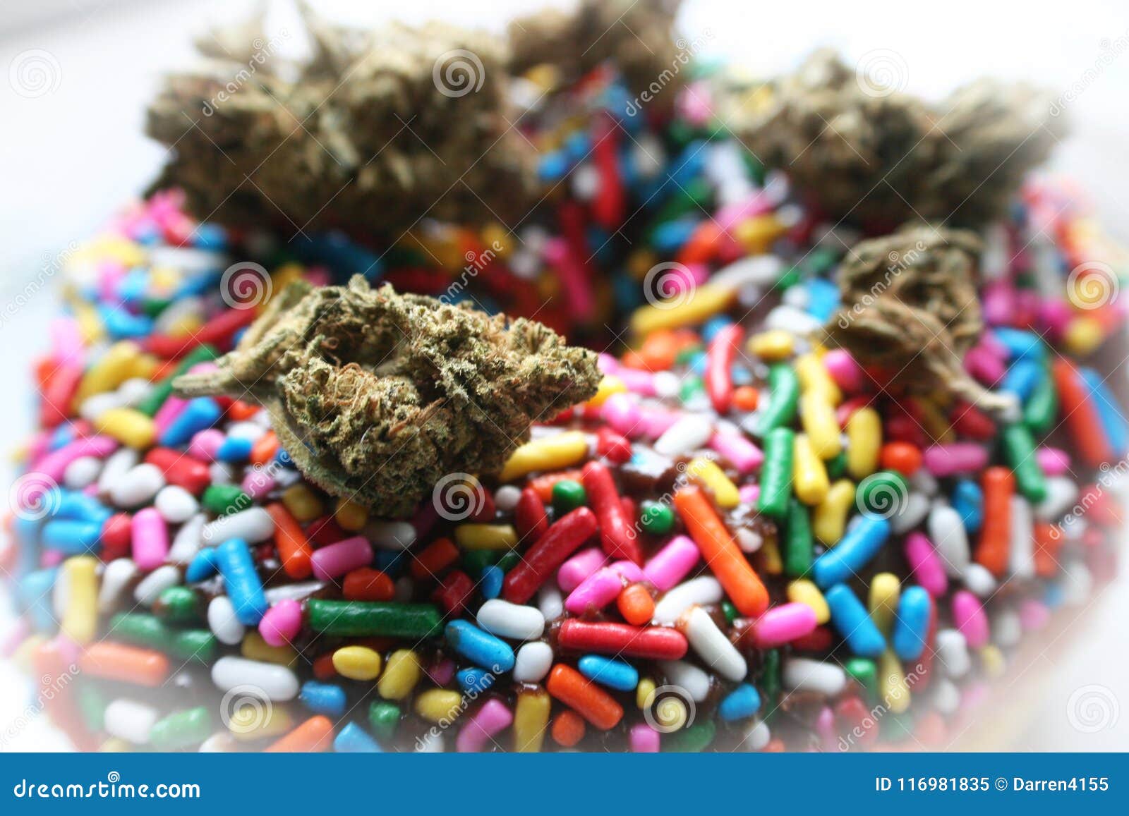 Marijuana Sprinkled Edible Donut Close Up High Quality Stock Image