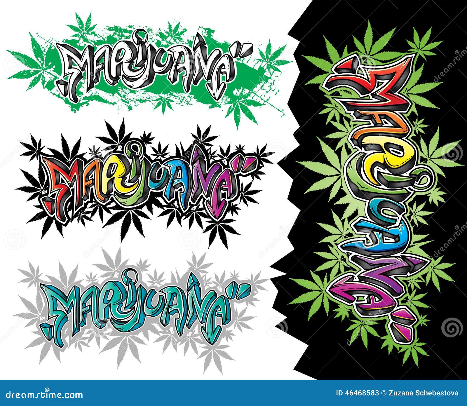 Marijuana Weed Leaves Street Graffiti Design Text Illustration Megapixl