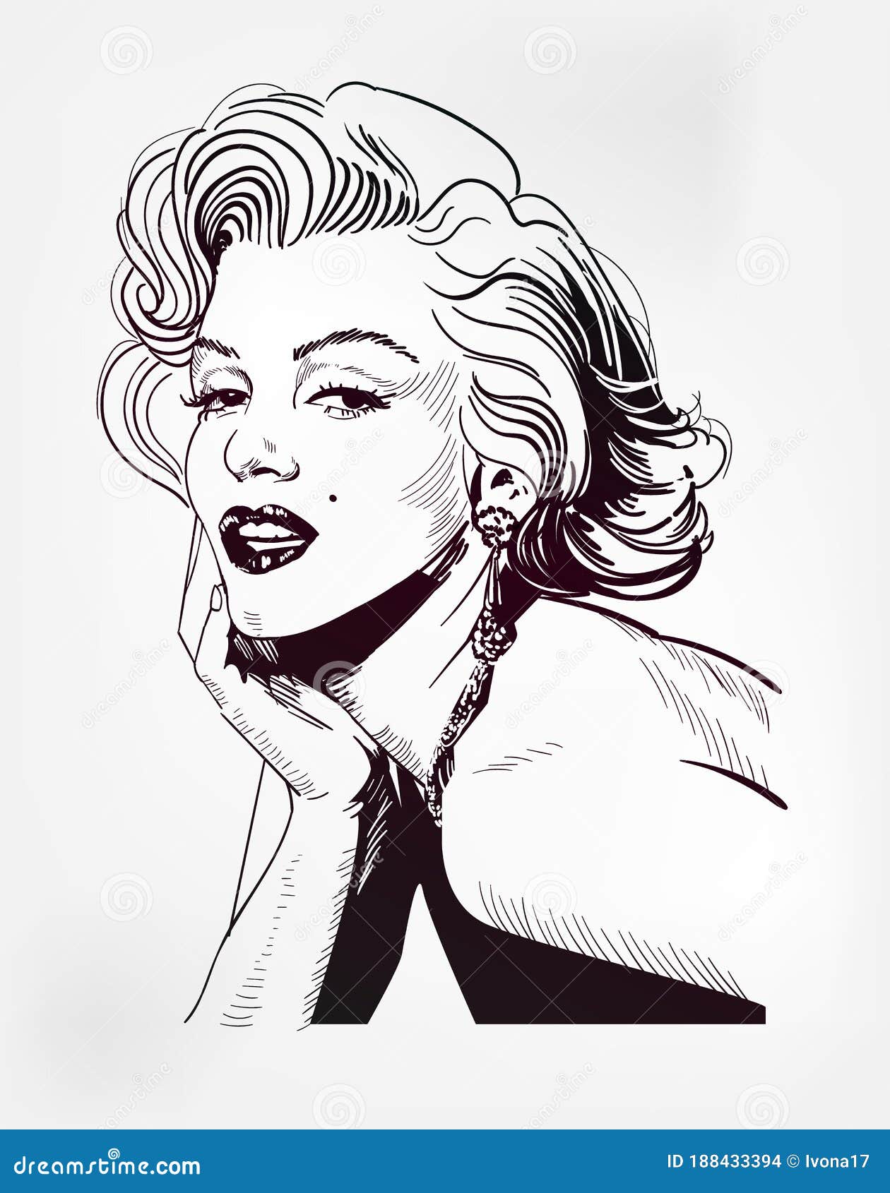 Marilyn Monroe In Pink Dressing And Jewels, Vector Illustration ...