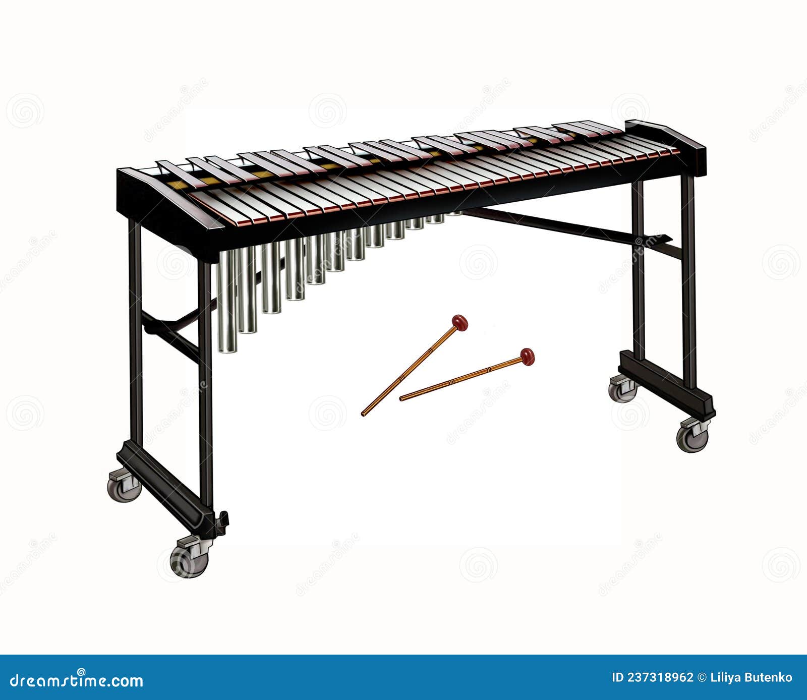 Musical instrument. An isolated sketch of a xylophone on a white  background. | CanStock