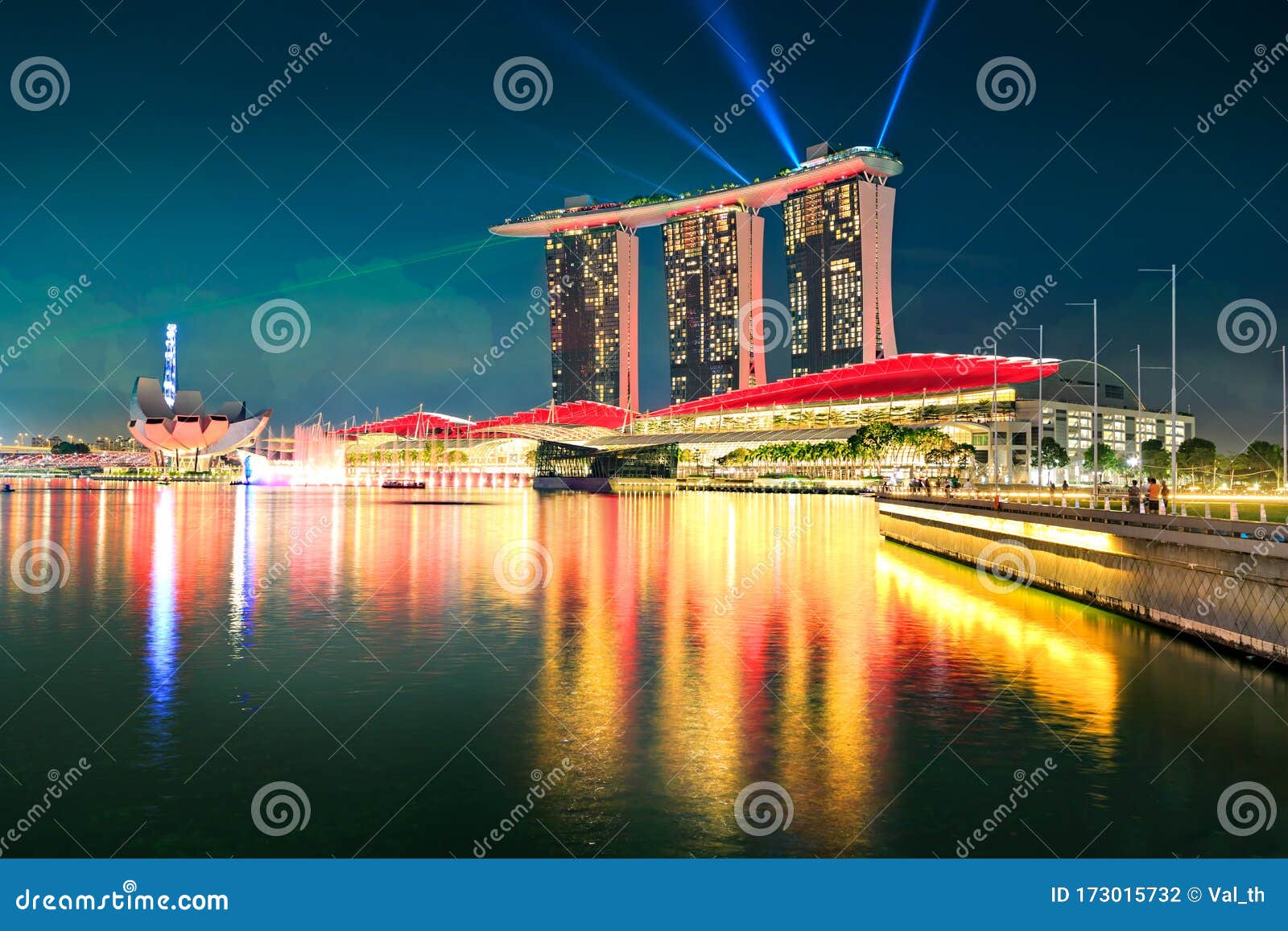 Marina Bay Sands Hotel of Singapore town by night, Singapore