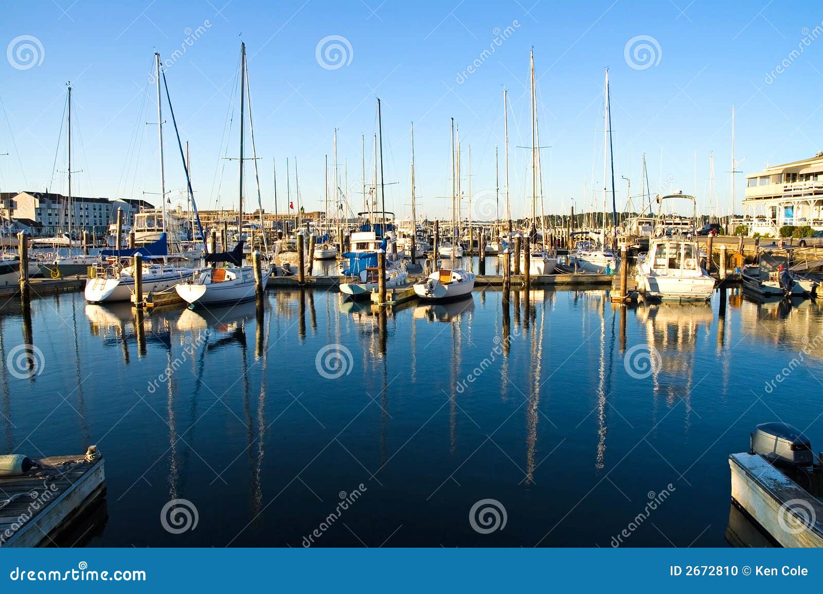 Marina at dawn stock photo. Image of blue, sailboat, harbour - 2672810