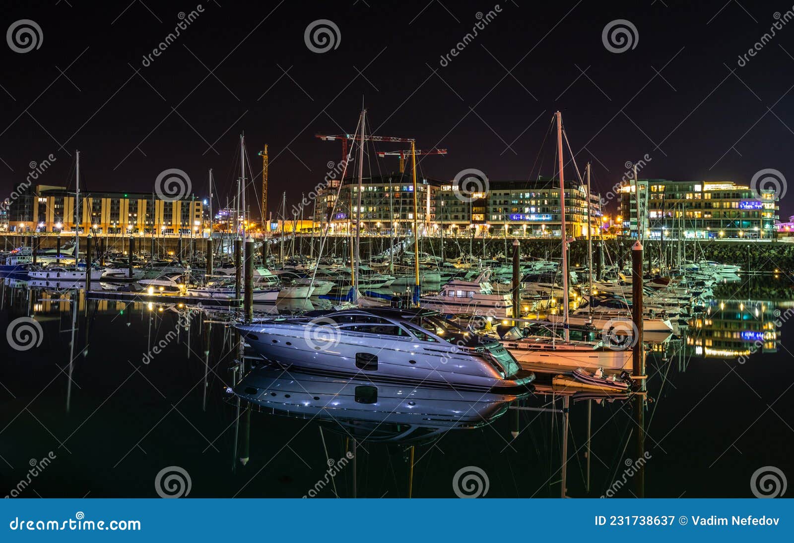 Marina with Yachts in the Evening Lights, Saint Helier, Bailiwick of ...