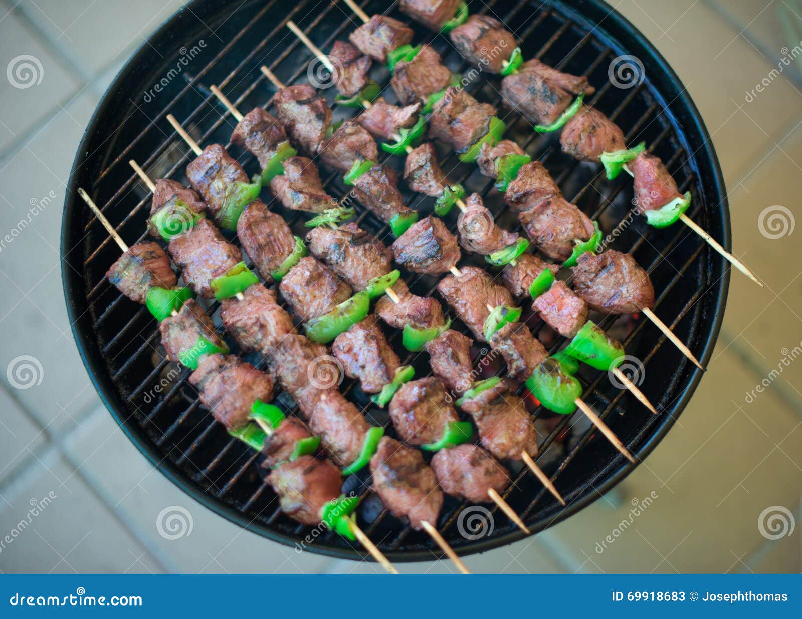 Marinated beef BBQ Skewers stock image. Image of fire 69918683