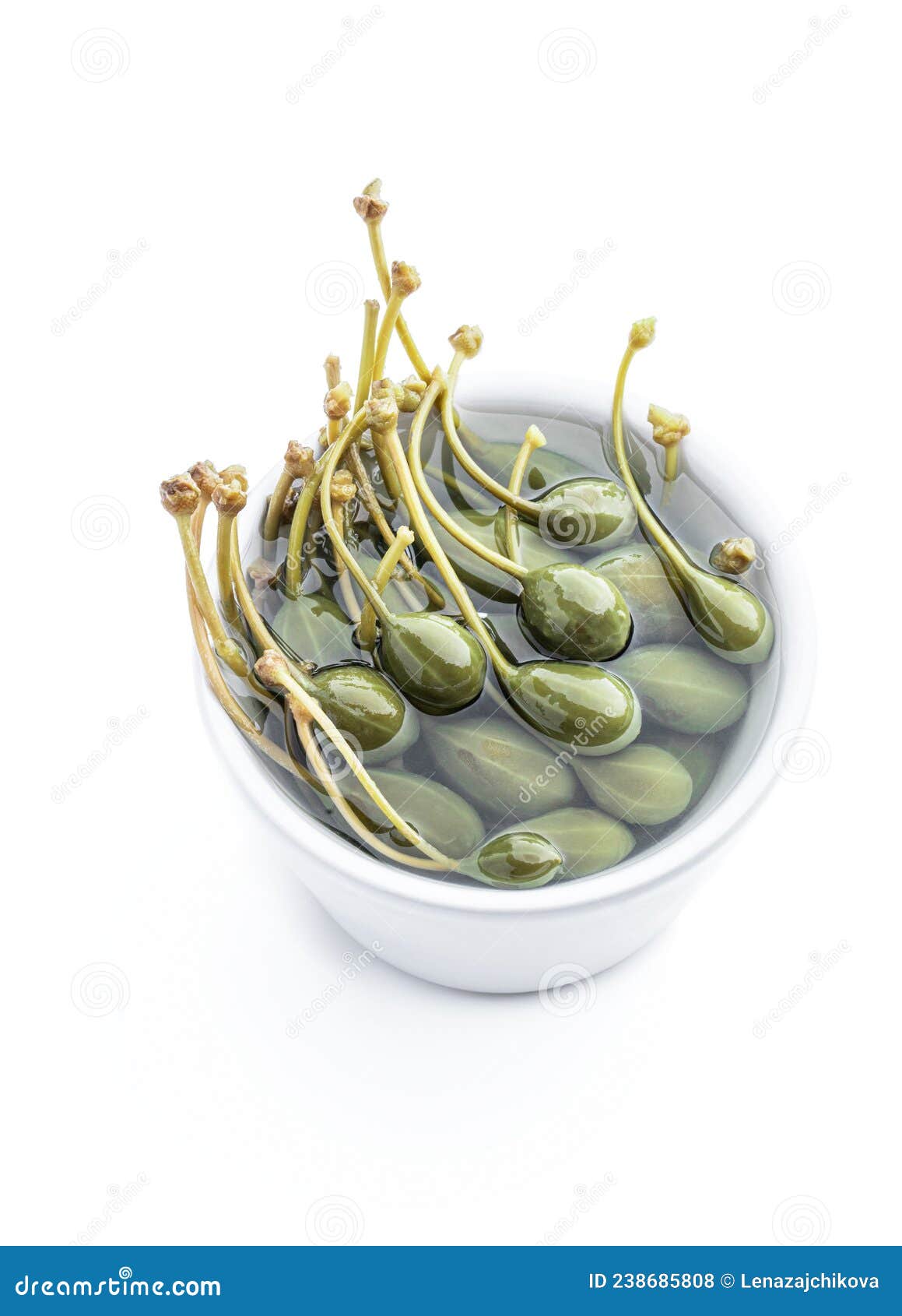 Marinated Capers in White Bowl Isolated on White Stock Photo Image of
