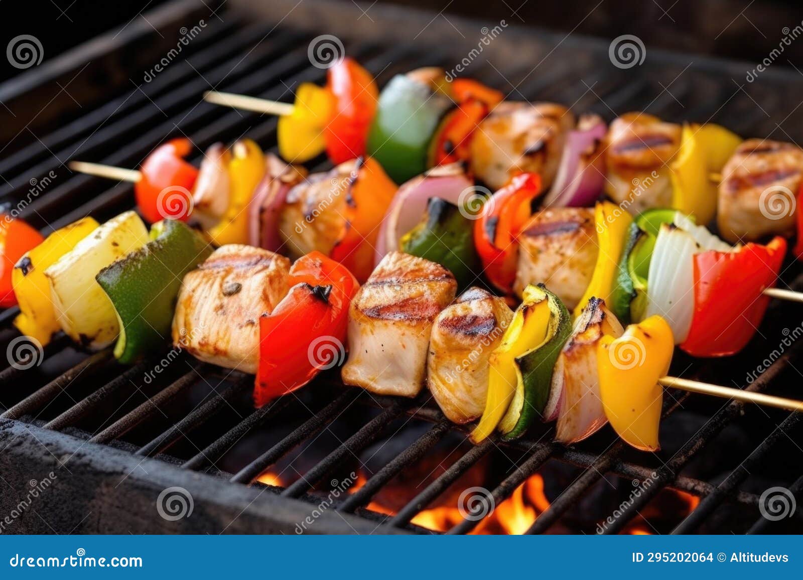 Marinated Chicken Kebabs on a Barbecue Grill Stock Photo Image of