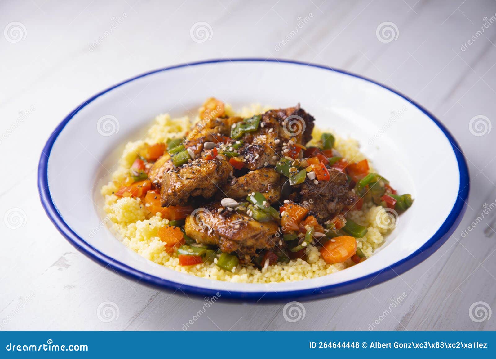 Marinated Chicken with Vegetables and Couscous. Stock Photo Image of