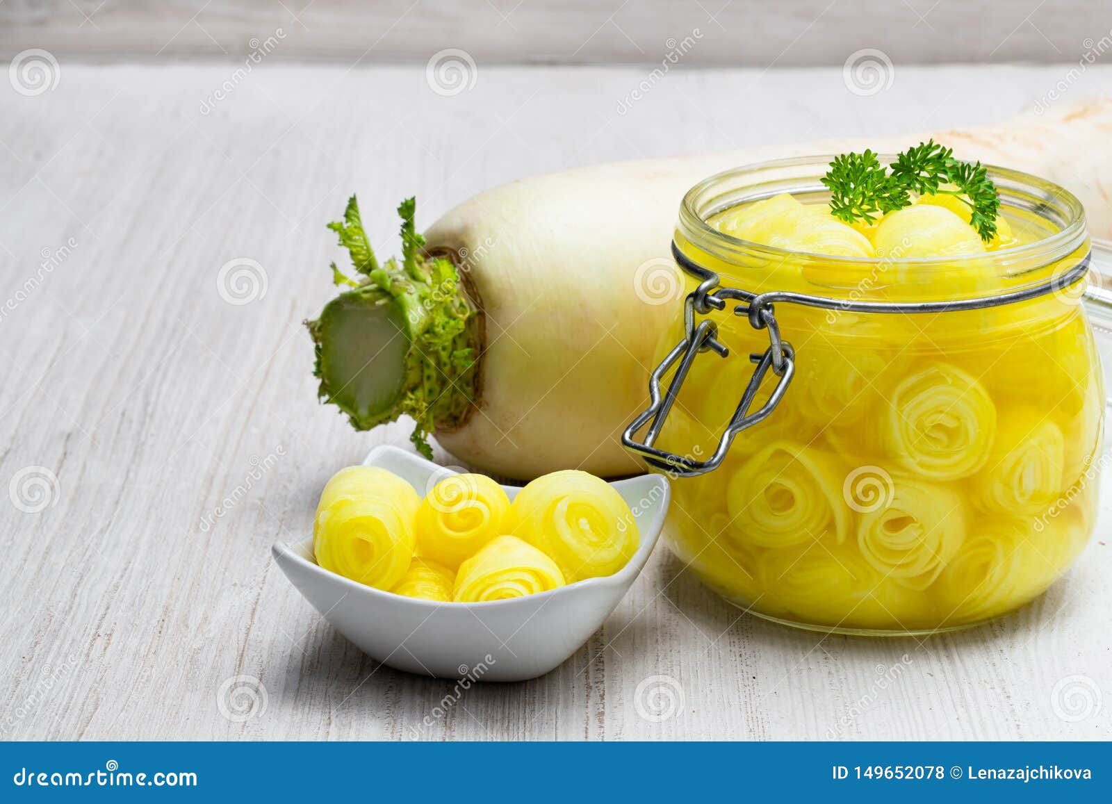 Marinated Daikon on White Wooden Table Stock Photo Image of japanese