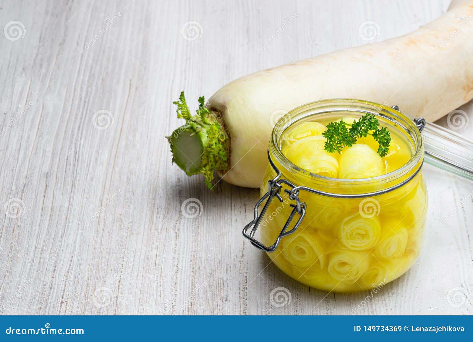 Marinated Daikon on White Wooden Table Stock Image Image of kimchi