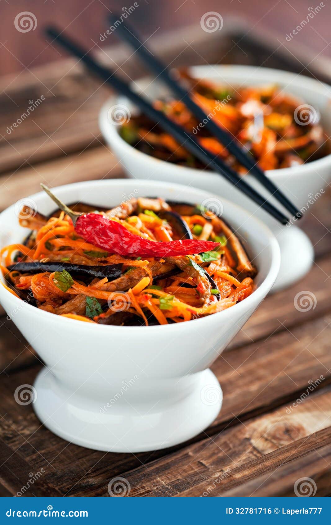 Marinated eggplant salad stock photo. Image of dishware 32781716