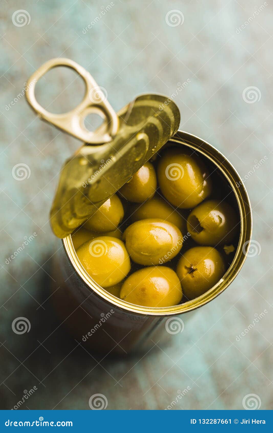 Marinated Green Olives in Can Stock Image Image of green, healthy
