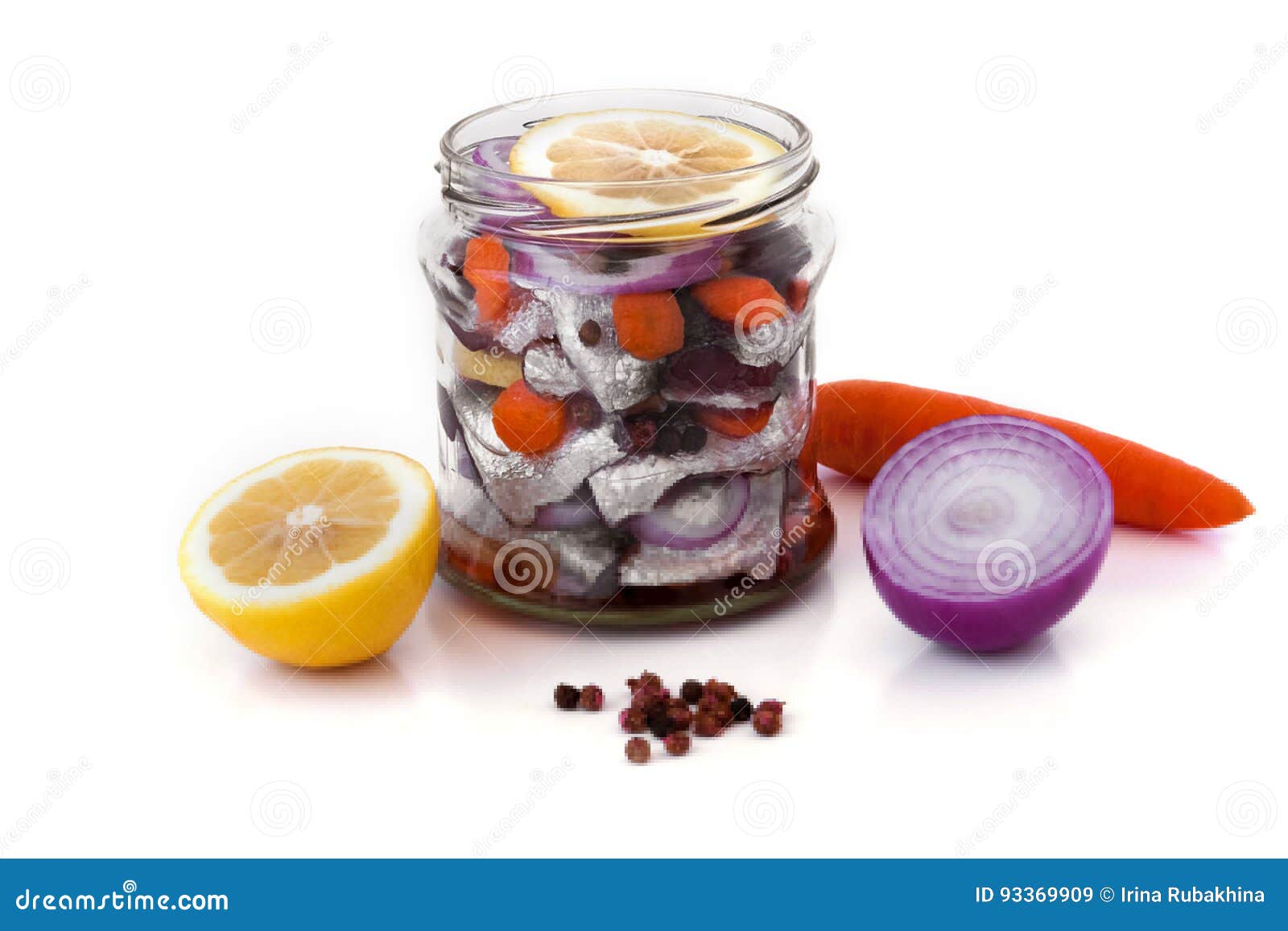 Marinated Herring with Spices in a Glass Jar Stock Image Image of