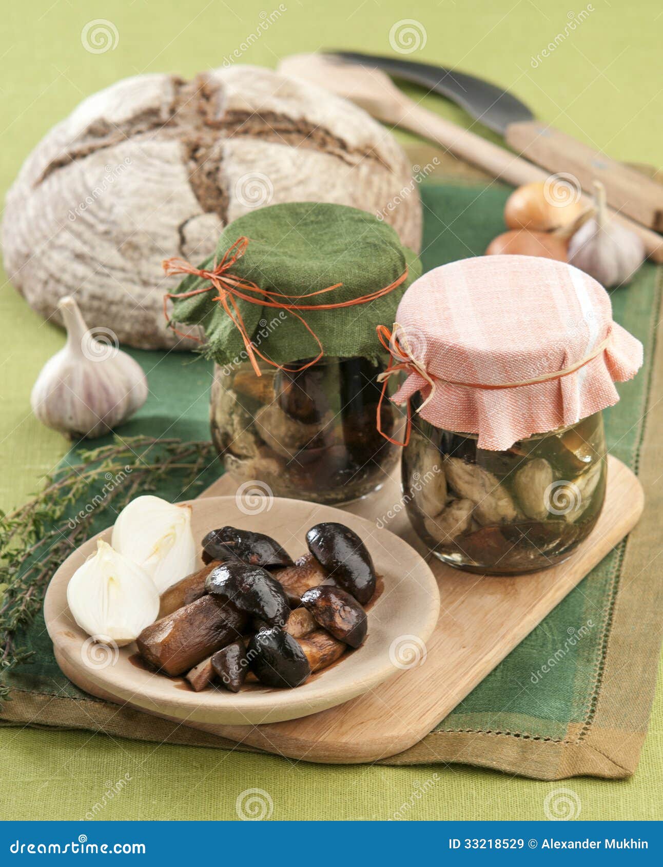 Marinated Mushrooms Lactarius In A Glass Jar RoyaltyFree Stock Photo