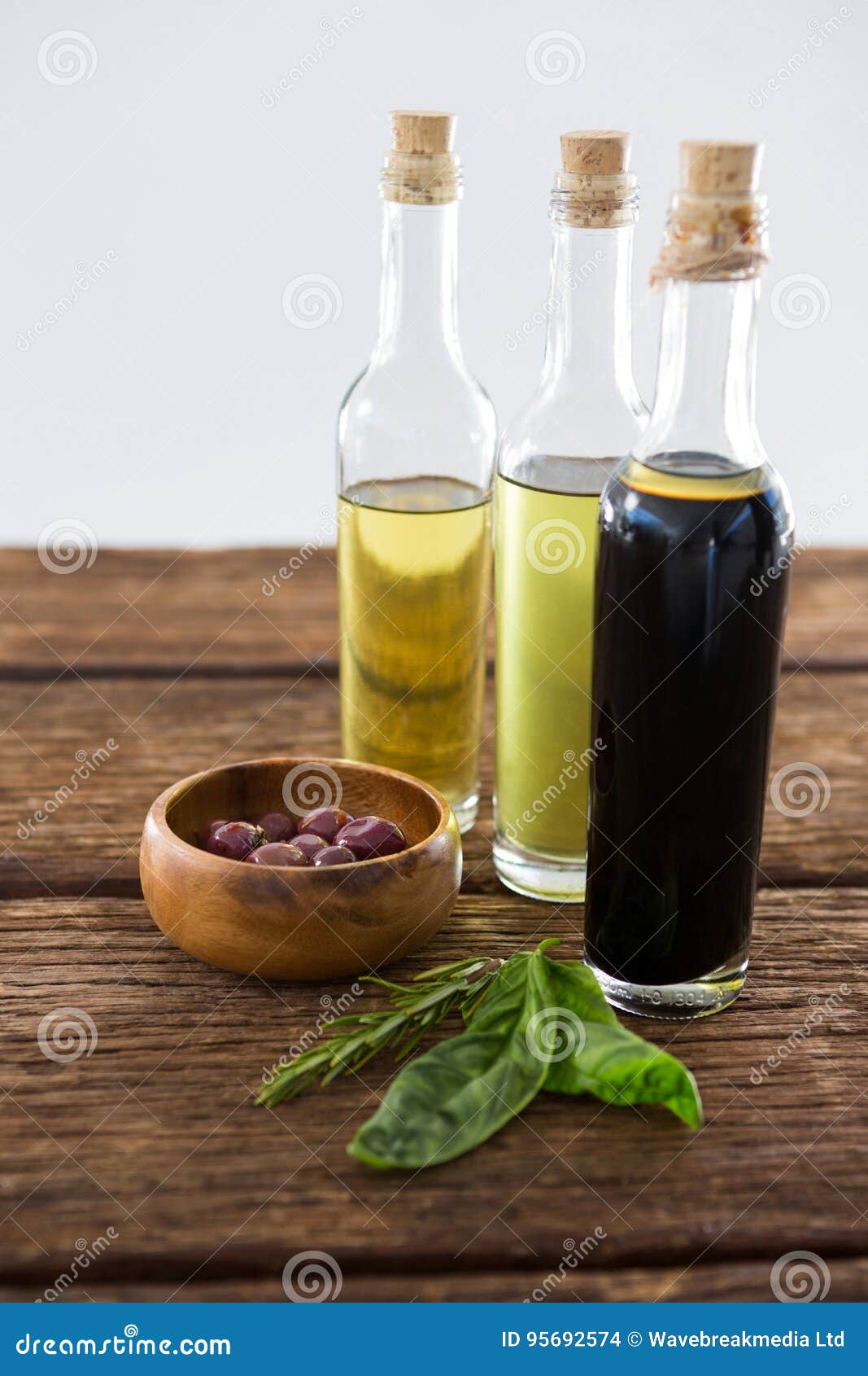 Marinated Olives with Olive Oil and Balsamic Vinegar Bottles on Table Stock Photo Image of