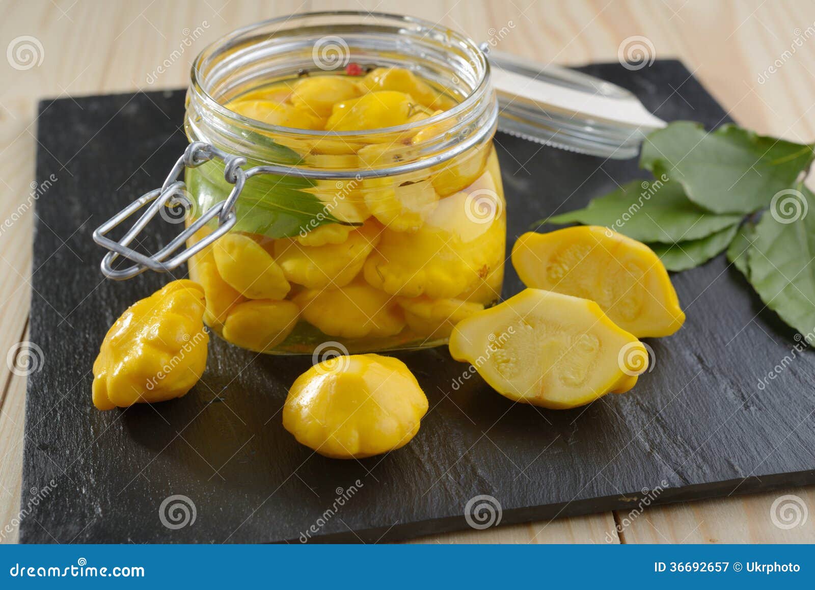 Marinated pattypans stock image. Image of glass, marinated 36692657