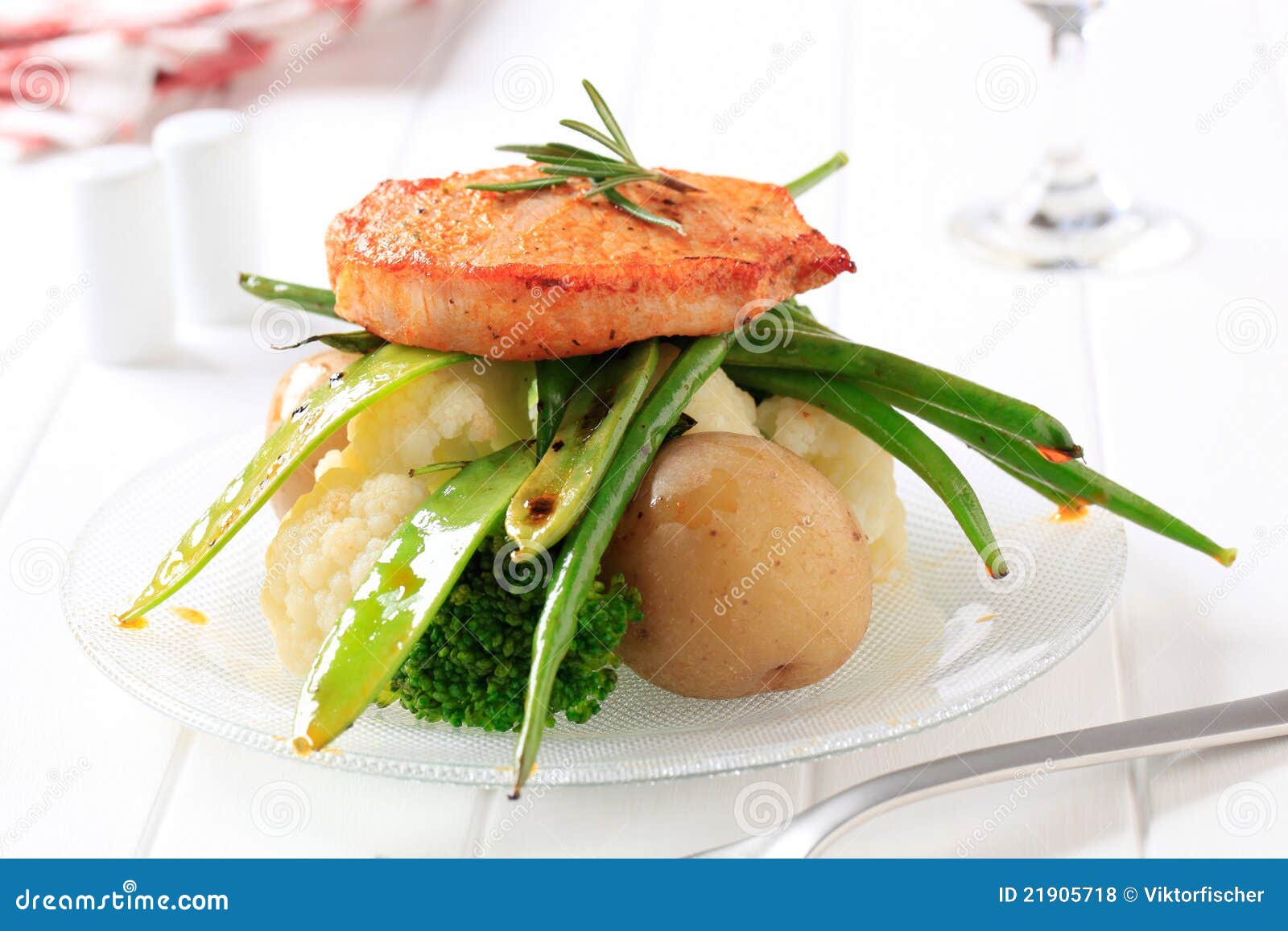Marinated Pork Chop and Vegetables Stock Photo - Image of nutritious