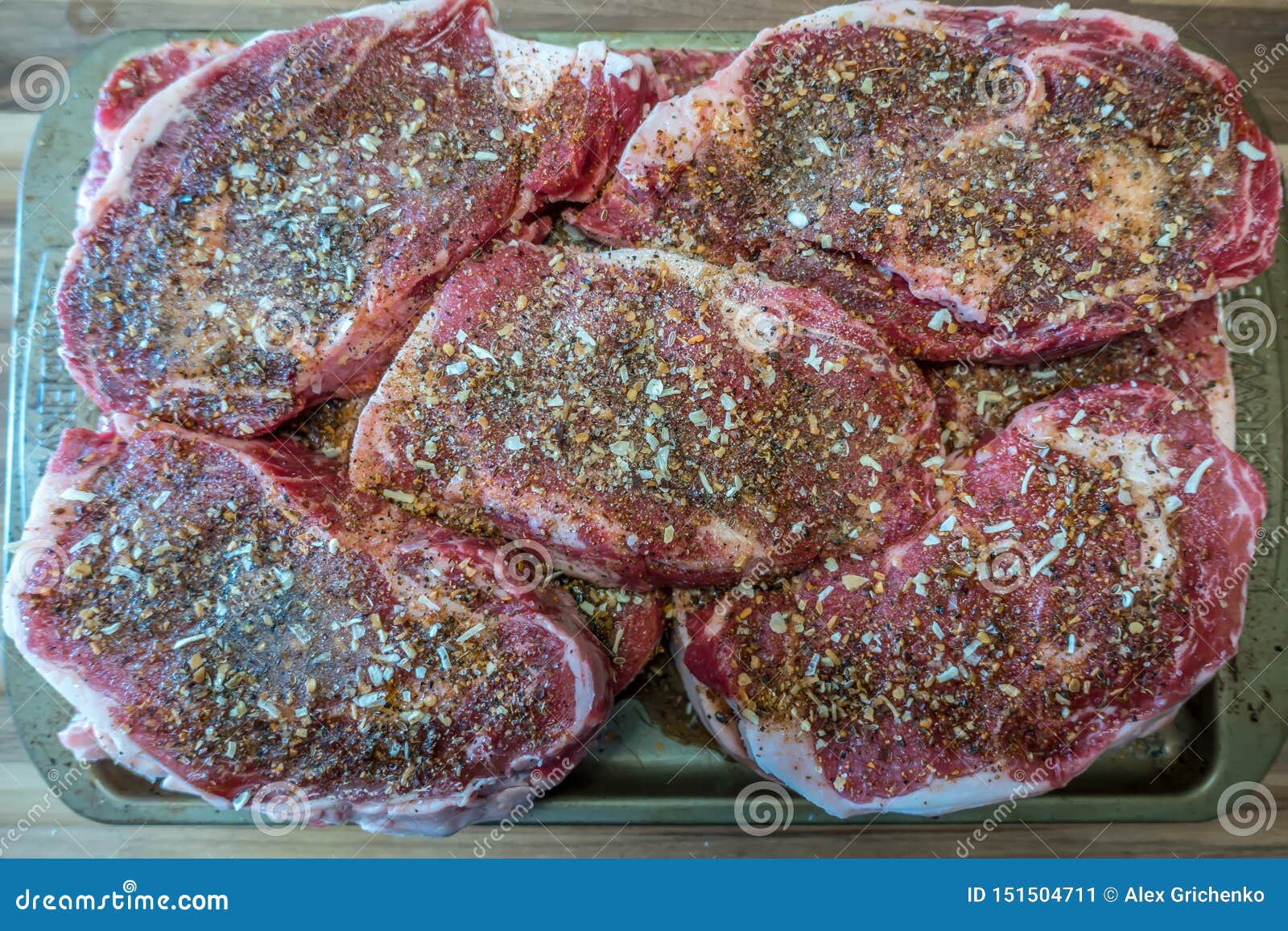 Marinated Rib Eye Steaks Ready To Grill for Dinner Stock Image Image