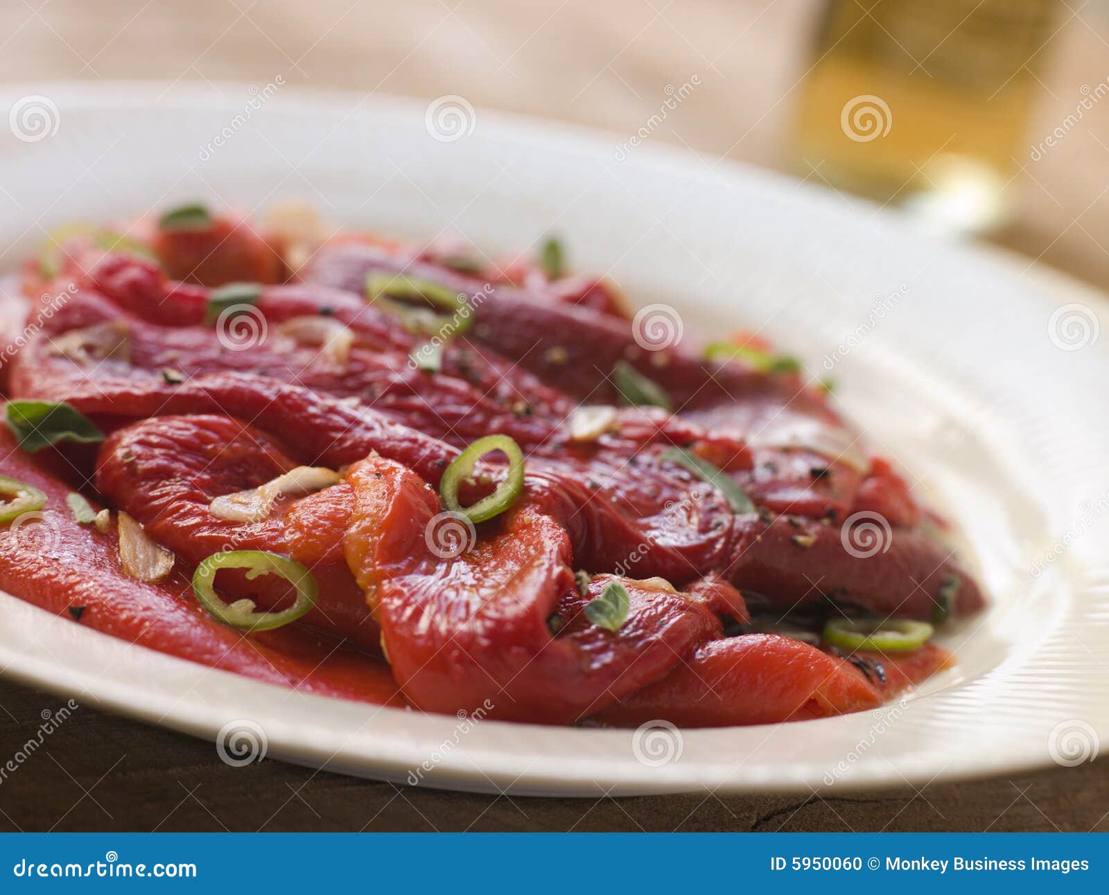 marinated roasted capsicum with garlic and chili