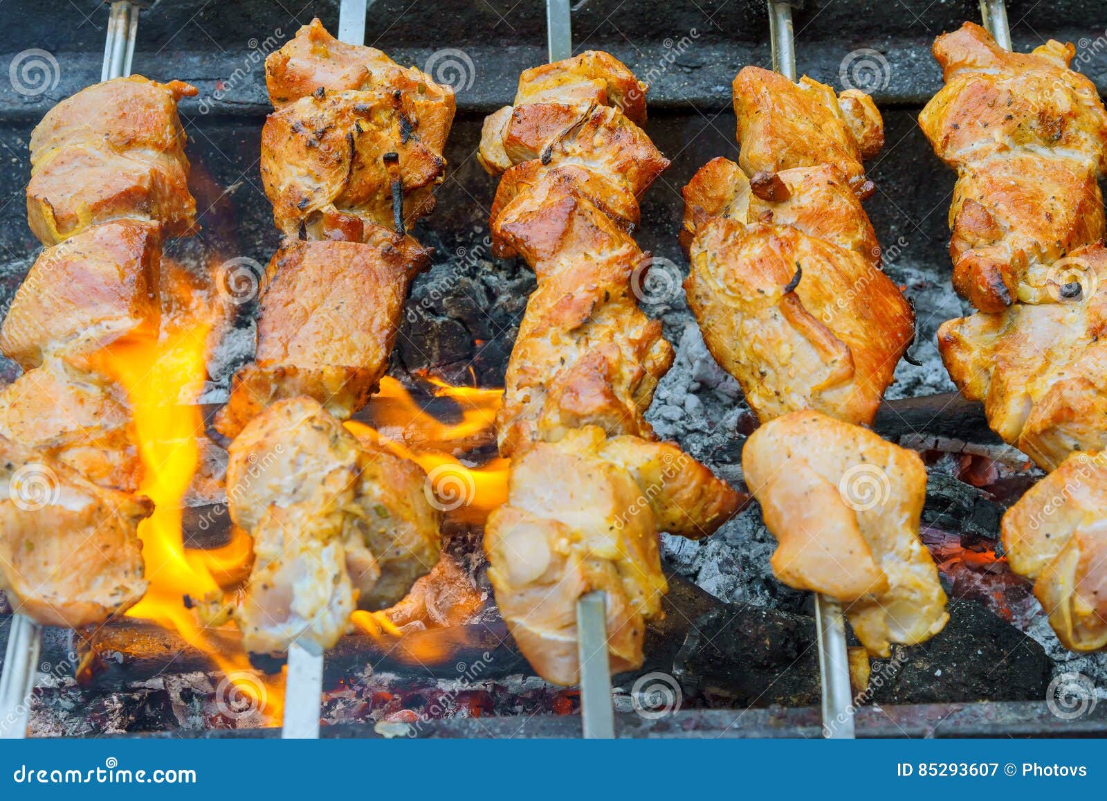 Shashlik Or Shashlyk (meaning Skewered Meat) Was Originally Made Of Lamb.  Stock Photo, Picture and Royalty Free Image. Image 88128379.