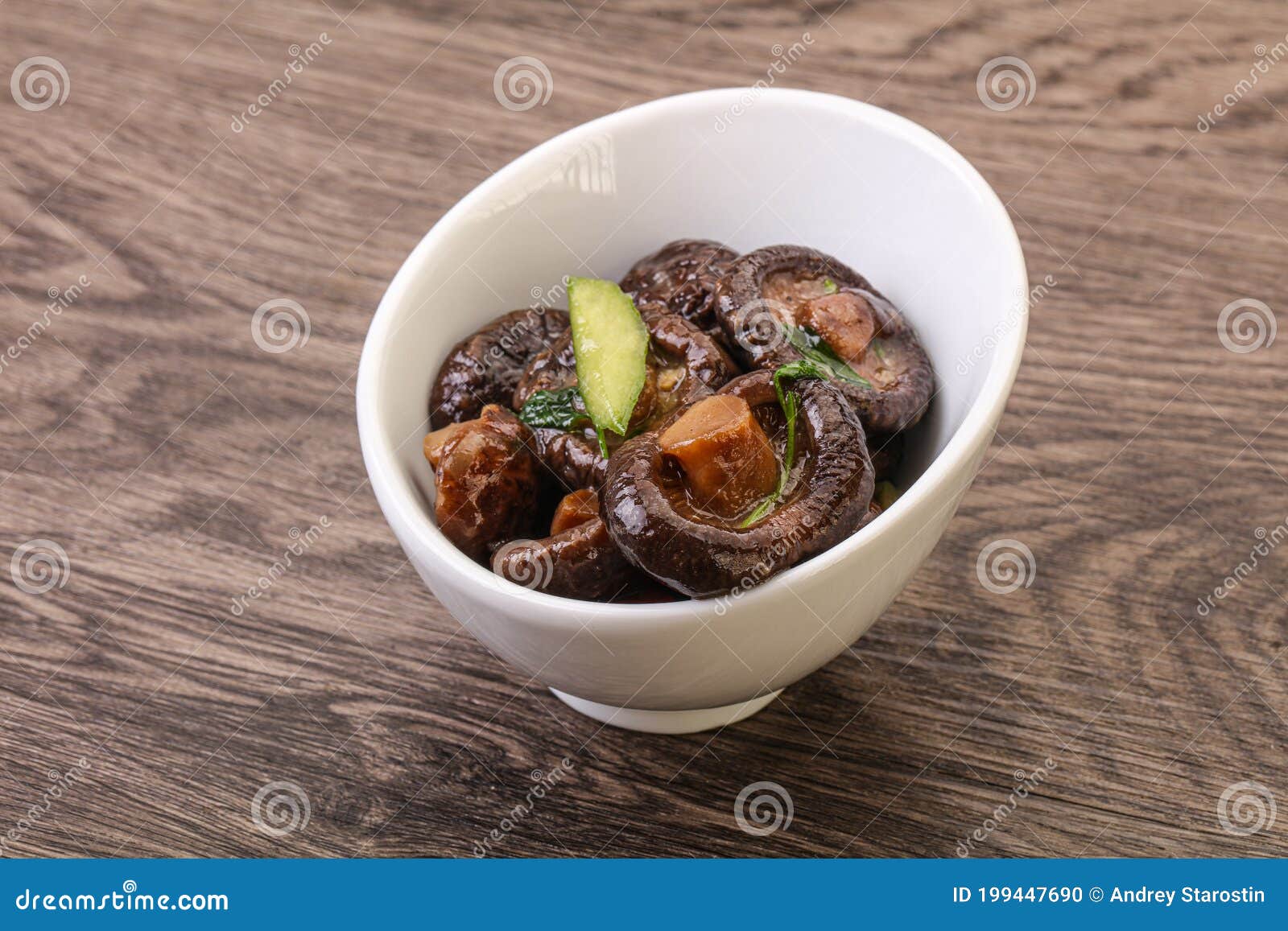 Marinated Shiitake Mushrooms with Herbs Stock Photo Image of